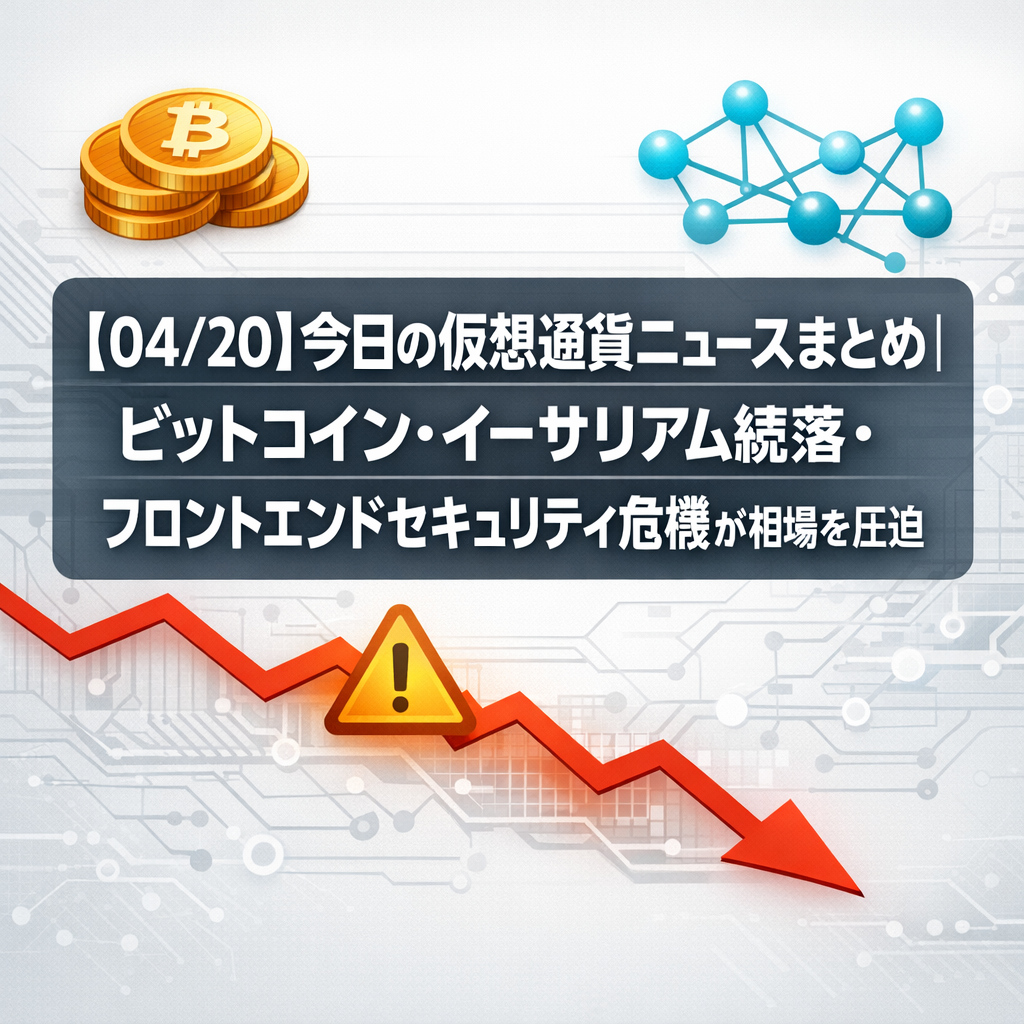 【04/20】今日の仮想通貨ニュースまとめ｜ビットコイン・イーサリアム続落・フロントエンドセキュリティ危機が相場を圧迫