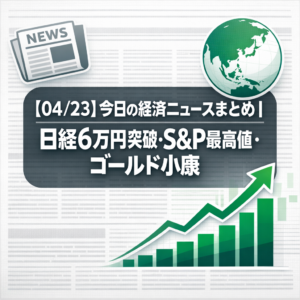 【04/23】今日の経済ニュースまとめ｜日経6万円突破・S&P最高値・ゴールド小康
