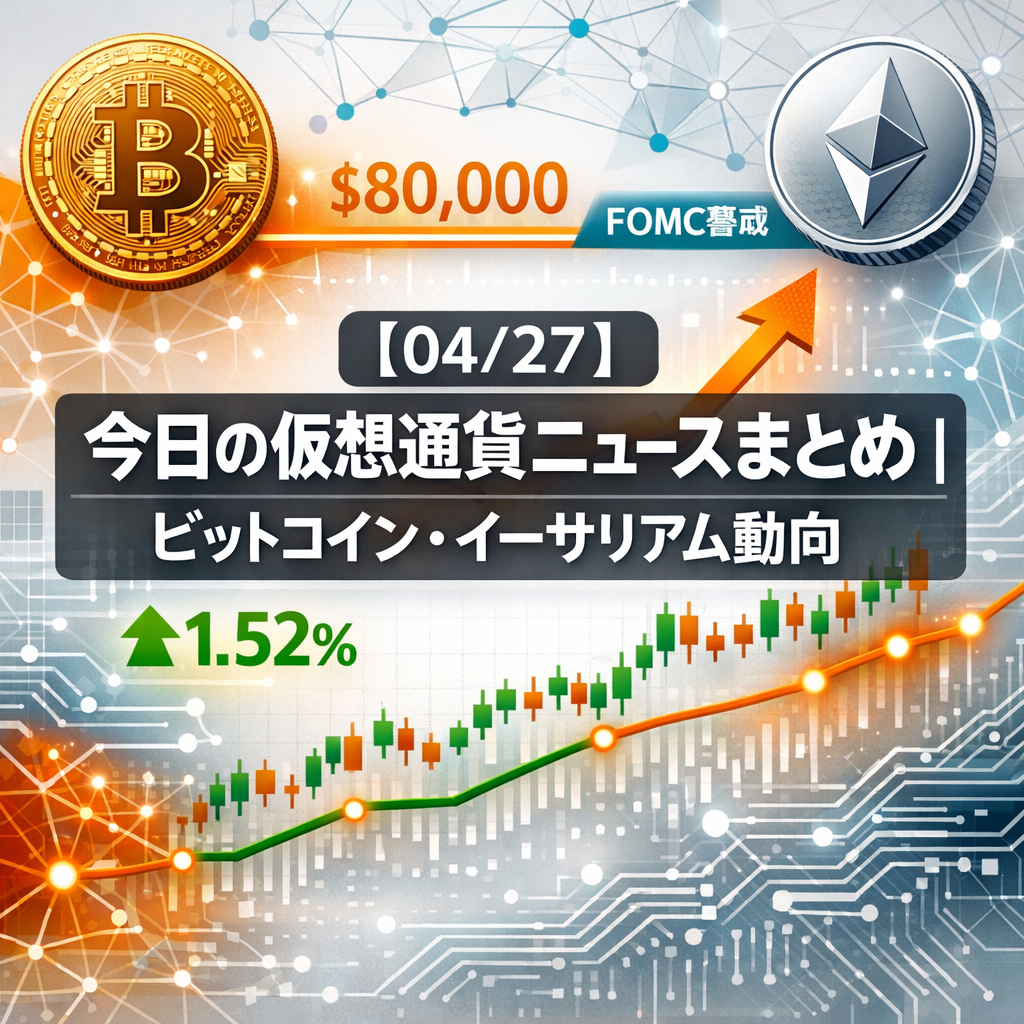 【04/27】今日の仮想通貨ニュースまとめ｜ビットコイン・イーサリアム動向