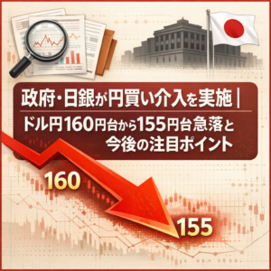 政府・日銀が円買い介入を実施｜ドル円160円台から155円台急落と今後の注目ポイント