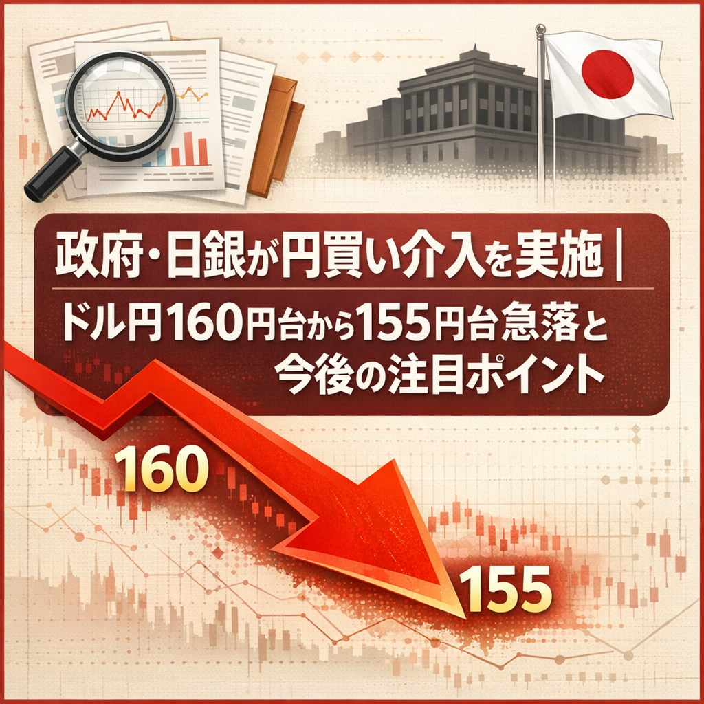 政府・日銀が円買い介入を実施｜ドル円160円台から155円台急落と今後の注目ポイント
