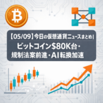 【05/09】今日の仮想通貨ニュースまとめ｜ビットコイン$80K台・規制法案前進・AI転換加速