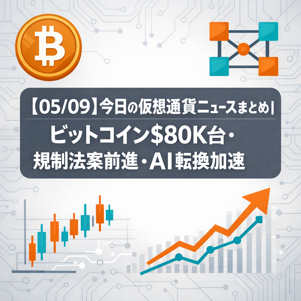 【05/09】今日の仮想通貨ニュースまとめ｜ビットコイン$80K台・規制法案前進・AI転換加速