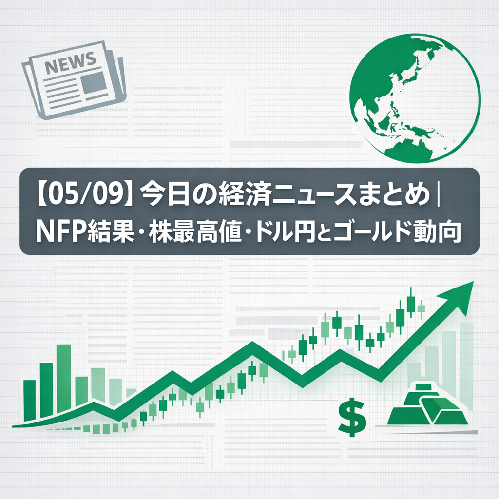 【05/09】今日の経済ニュースまとめ｜NFP結果・株最高値・ドル円とゴールド動向