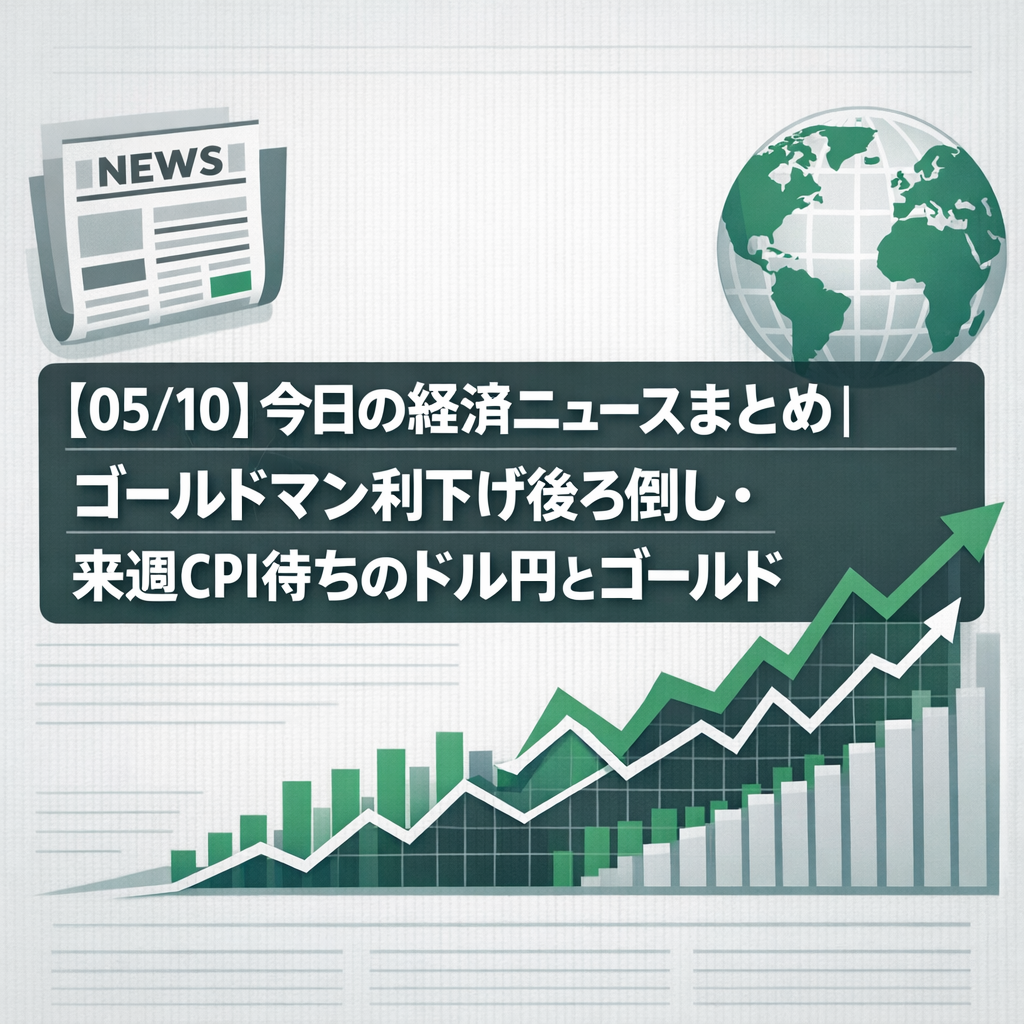 【05/10】今日の経済ニュースまとめ｜ゴールドマン利下げ後ろ倒し・来週CPI待ちのドル円とゴールド
