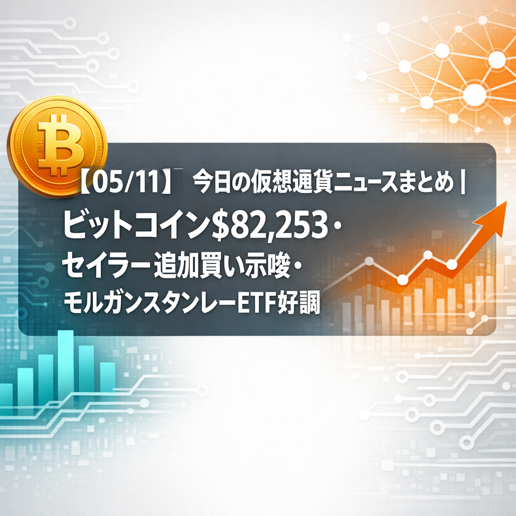【05/11】今日の仮想通貨ニュースまとめ｜ビットコイン$82,253・セイラー追加買い示唆・モルガンスタンレーETF好調