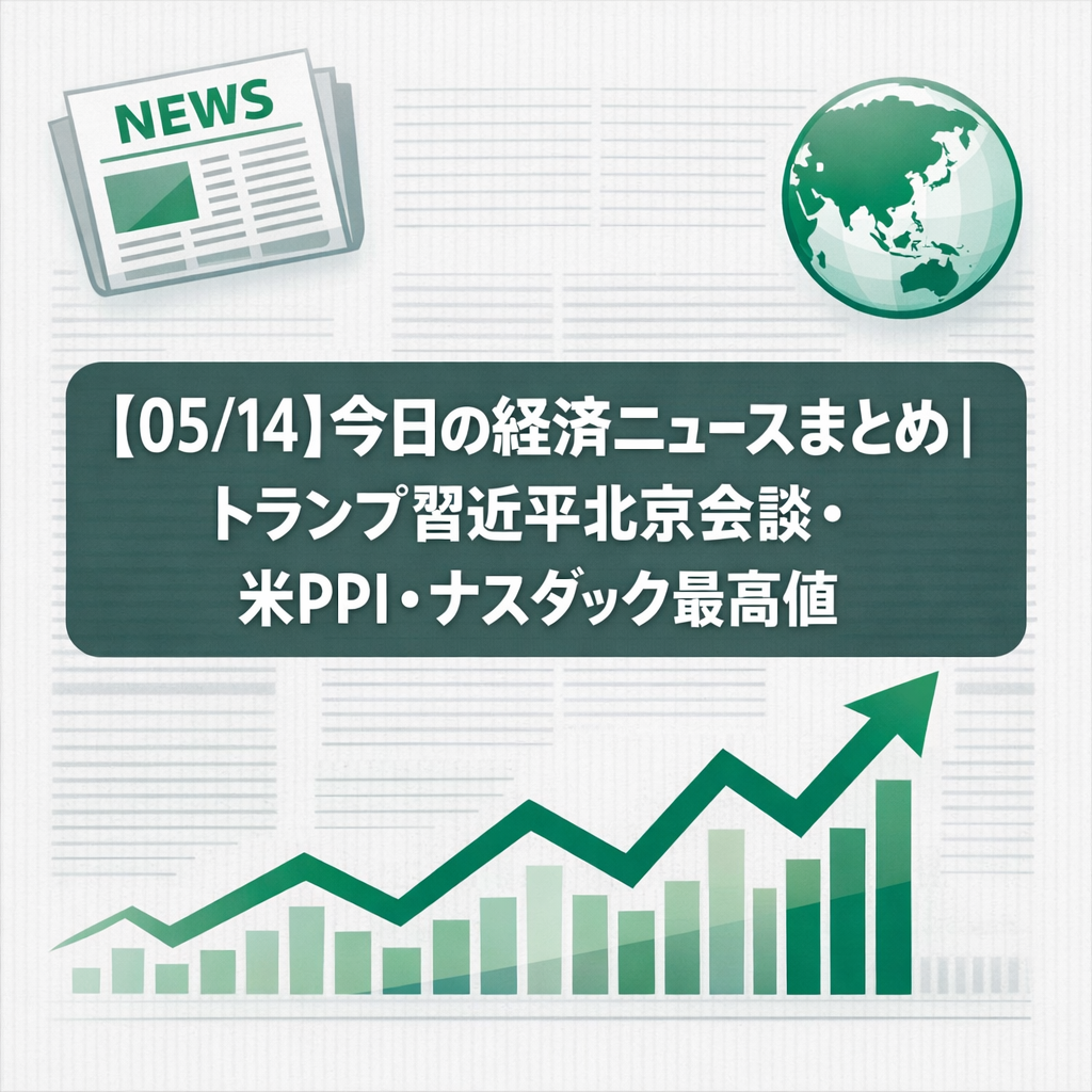 【05/14】今日の経済ニュースまとめ｜トランプ習近平北京会談初日・米PPI高止まり・ナスダック最高値更新