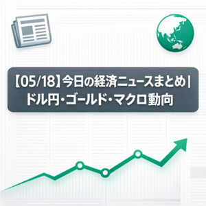 【05/18】今日の経済ニュースまとめ｜ドル円158円台・ゴールド4日連続下落・米国債利回り20年ぶり高水準