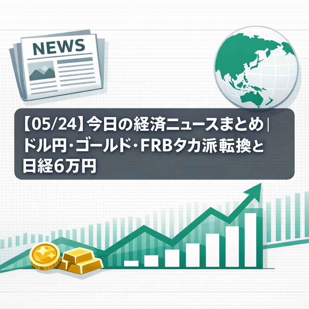 【05/24】今日の経済ニュースまとめ｜ドル円・ゴールド・FRBタカ派転換と日経6万円