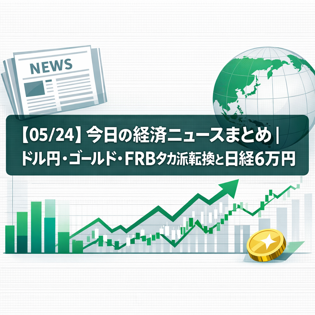 【05/24】今日の経済ニュースまとめ｜ドル円・ゴールド・FRBタカ派転換と日経6万円