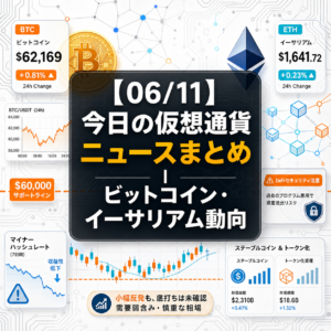 【06/11】今日の仮想通貨ニュースまとめ｜ビットコイン・イーサリアム動向
