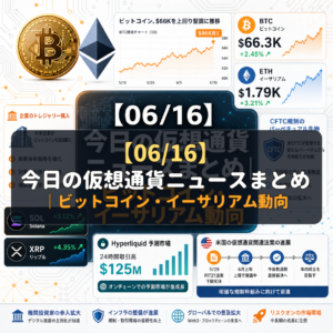 【06/16】今日の仮想通貨ニュースまとめ|ビットコイン・イーサリアム動向
