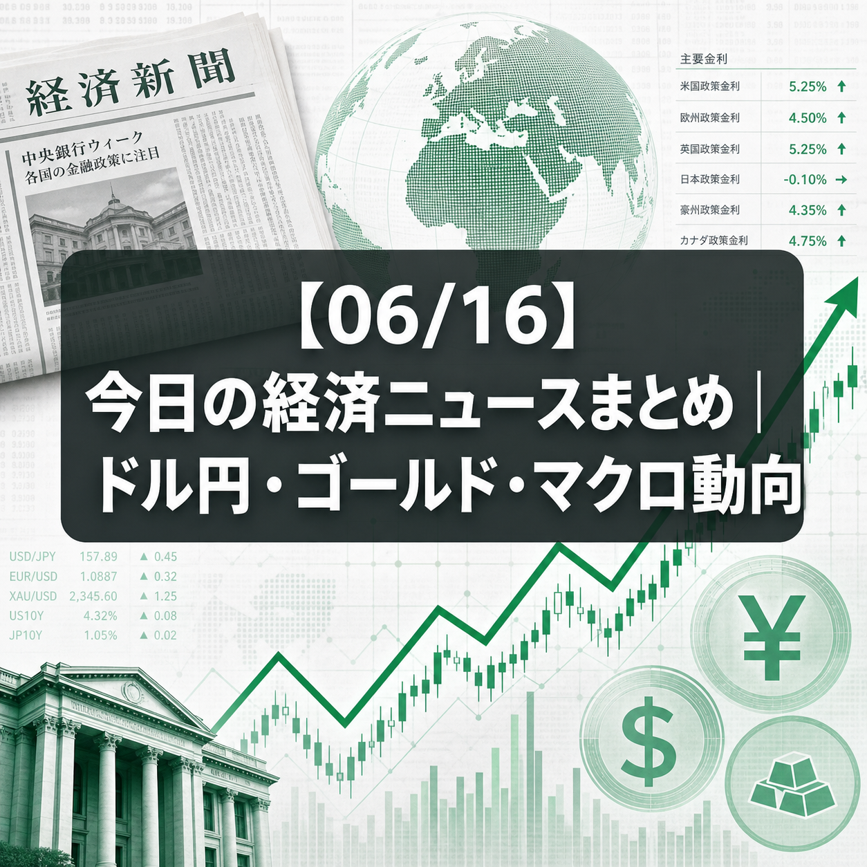 【06/16】今日の経済ニュースまとめ|ドル円・ゴールド・マクロ動向