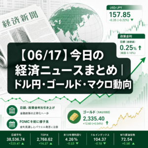 【06/17】今日の経済ニュースまとめ|ドル円・ゴールド・マクロ動向