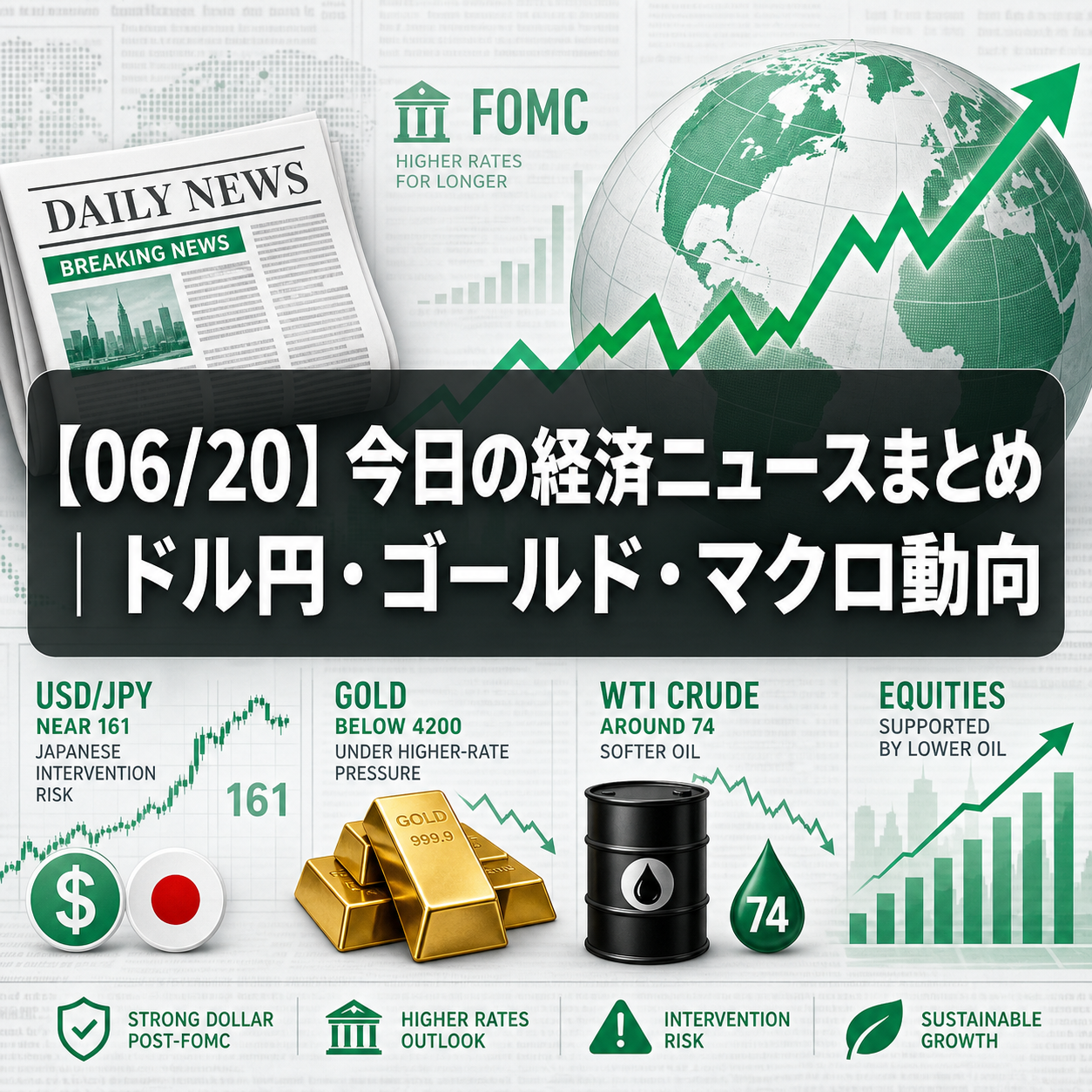 【06/20】今日の経済ニュースまとめ｜ドル円・ゴールド・マクロ動向