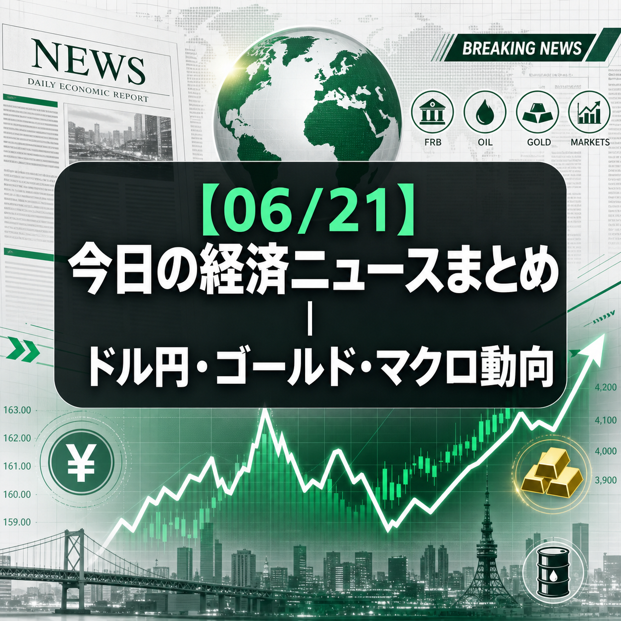 【06/21】今日の経済ニュースまとめ|ドル円・ゴールド・マクロ動向