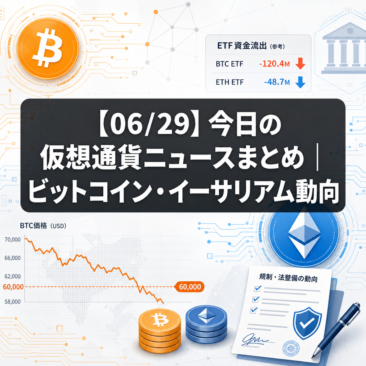 【06/29】今日の仮想通貨ニュースまとめ|ビットコイン・イーサリアム動向