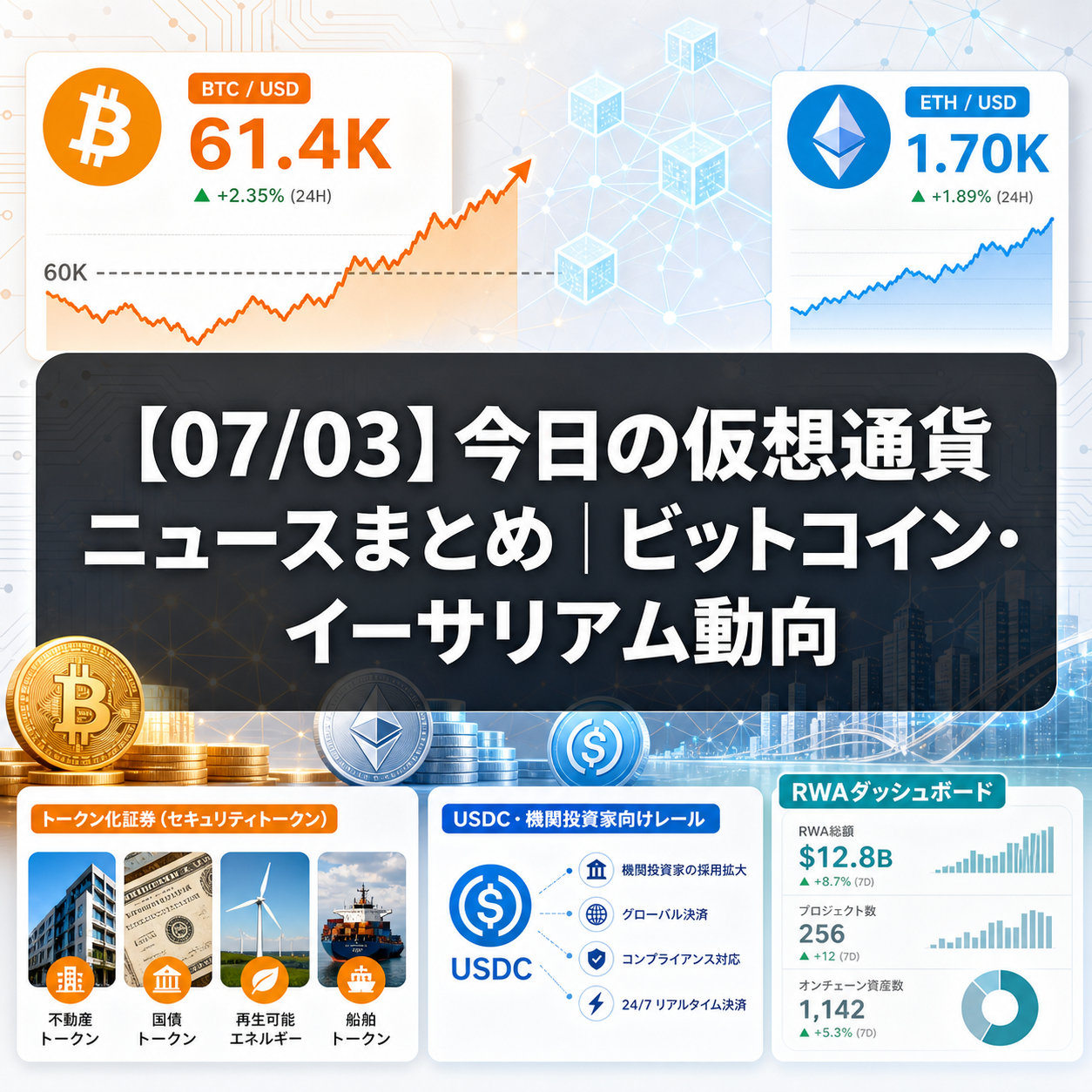 【07/03】今日の仮想通貨ニュースまとめ|ビットコイン・イーサリアム動向